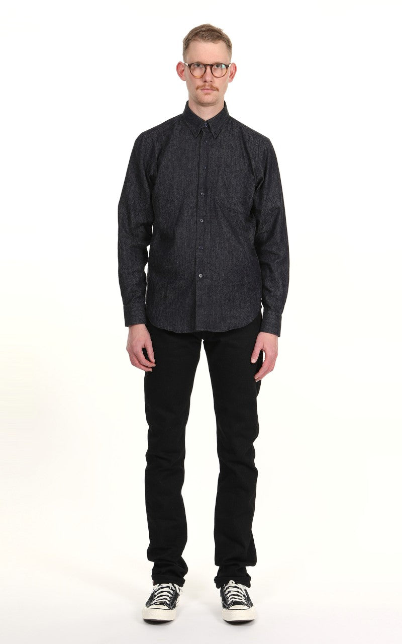 Naked & Famous Denim Easy Shirt Slub Nep Rinsed Denim Indigo