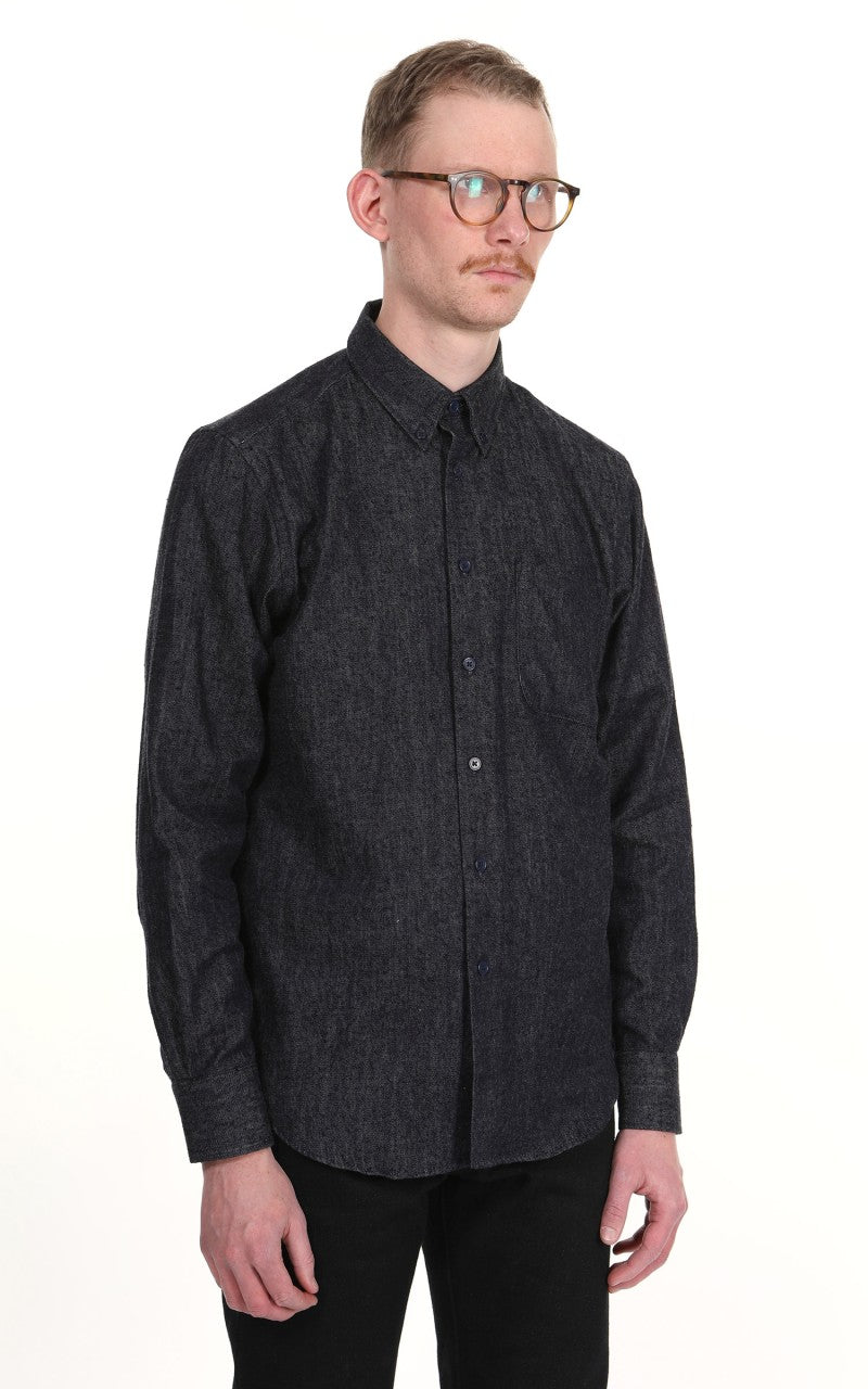 Naked & Famous Denim Easy Shirt Slub Nep Rinsed Denim Indigo