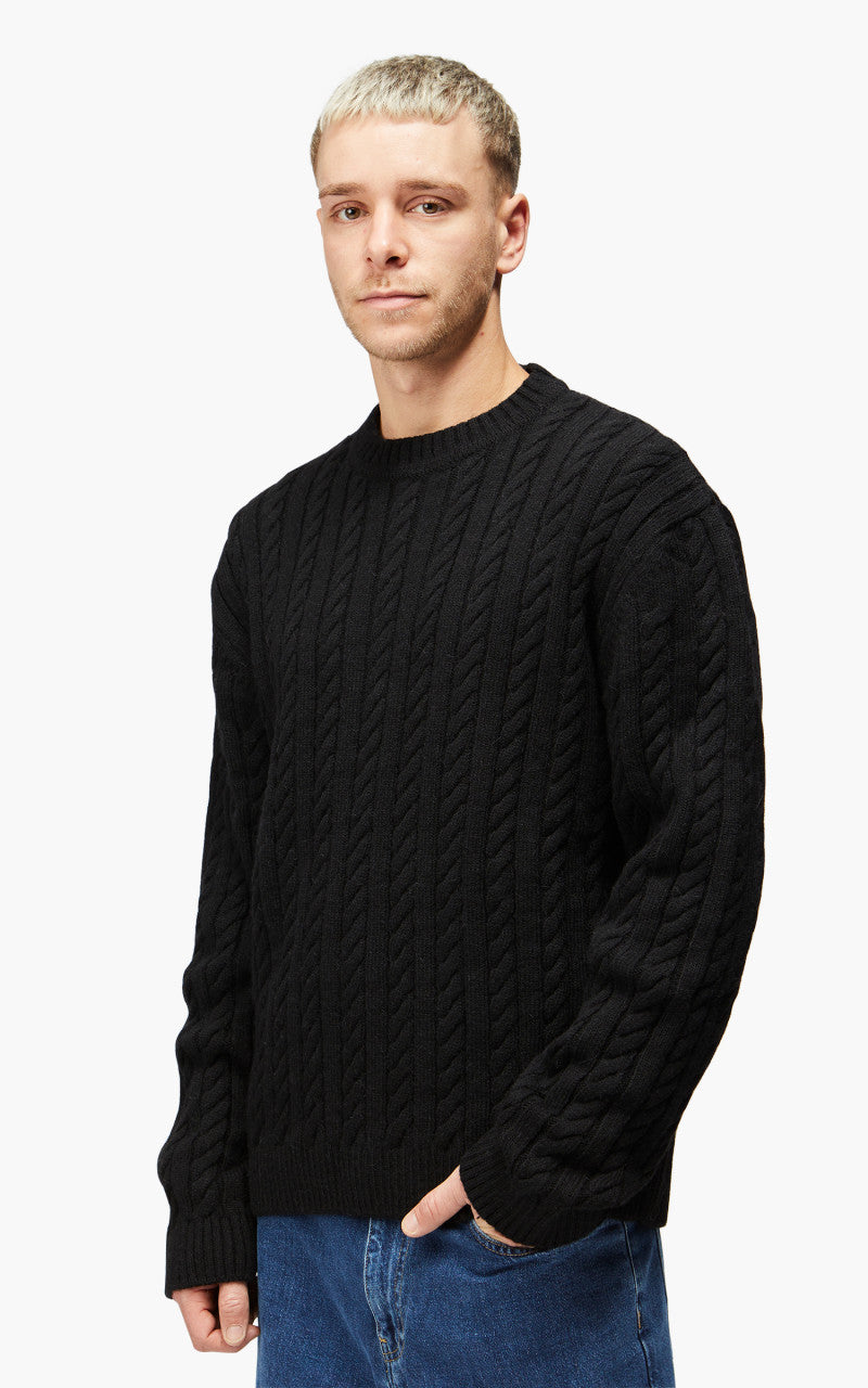 Edwin Twisted Crew Neck Sweater Black