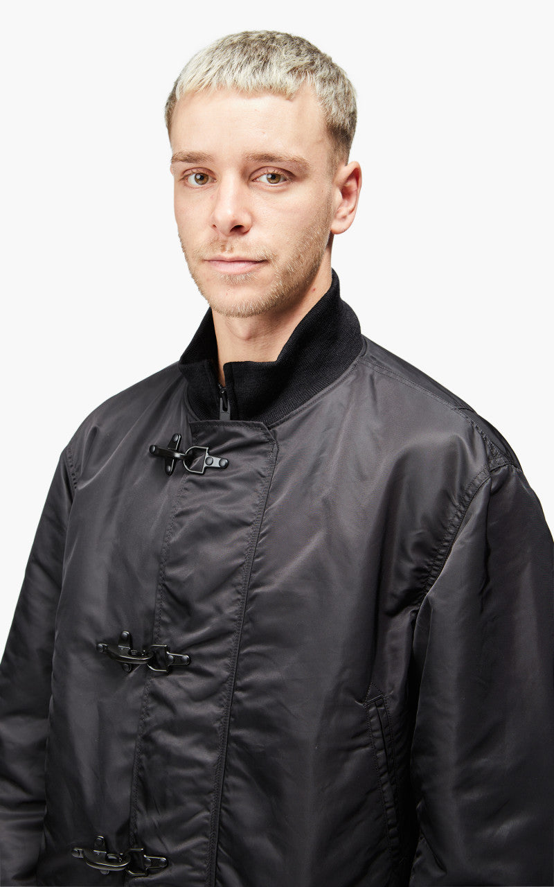 Engineered Garments Deck Jacket Flight Satin Nylon Black Engineered Garments Deck Jacket Flight Satin Nylon Black