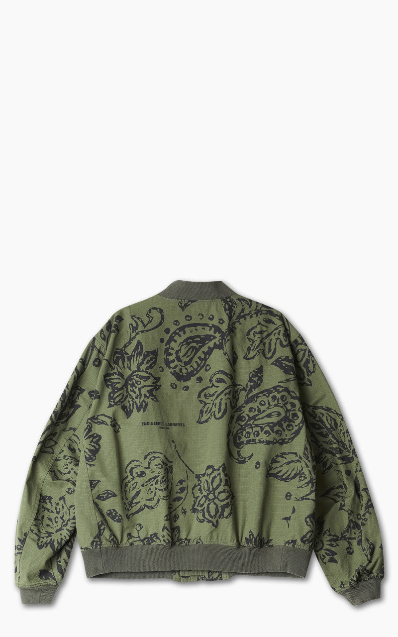 Engineered Garments Aviator Jacket Ripstop Olive Floral Print