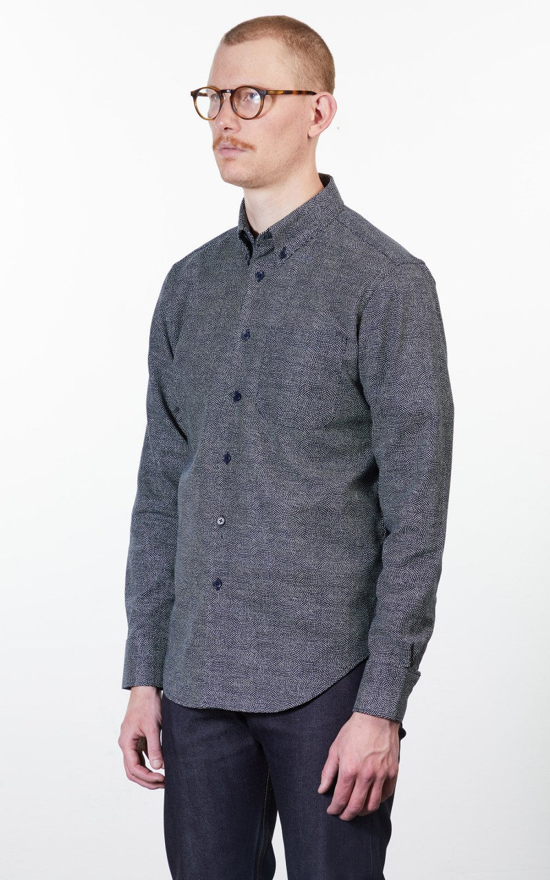 Naked & Famous Denim Easy Shirt Kimono Dots Indigo