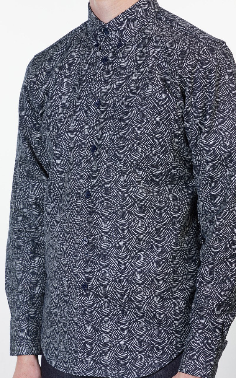 Naked & Famous Denim Easy Shirt Kimono Dots Indigo