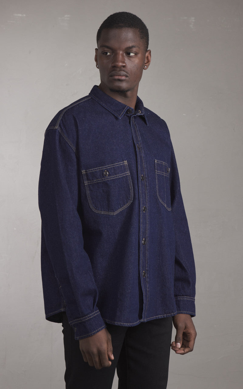 Eat Dust Mechanic Shirt Delhi Denim Stone Wash Blue