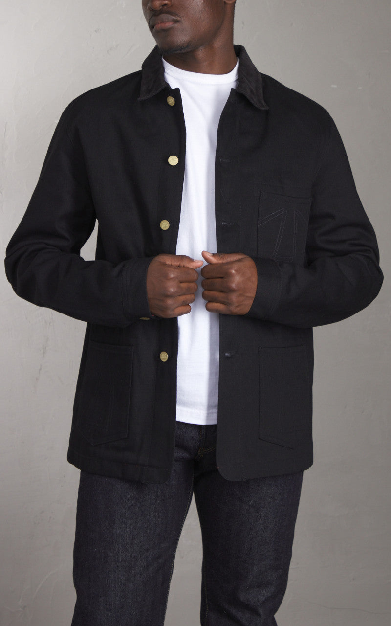 Eat Dust Fit 673 Chore Jacket Selvedge Denim Black 14oz