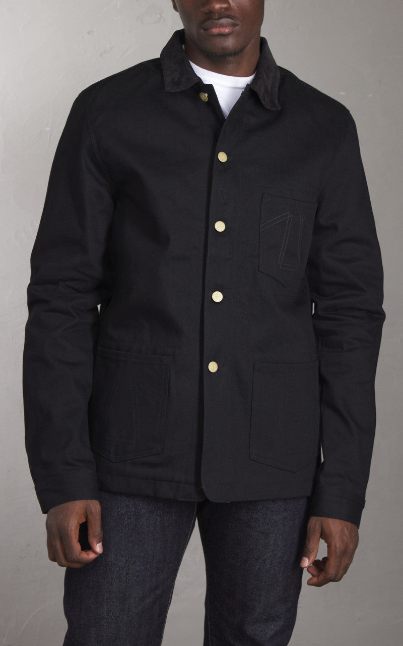 Eat Dust Fit 673 Chore Jacket Selvedge Denim Black 14oz