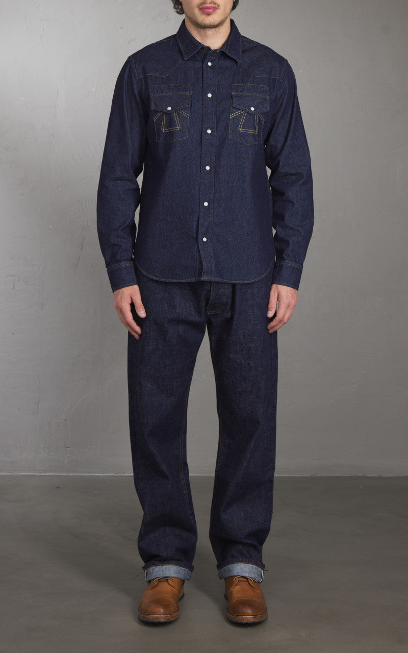 Eat Dust Western Texas Denim Shirt Indigo