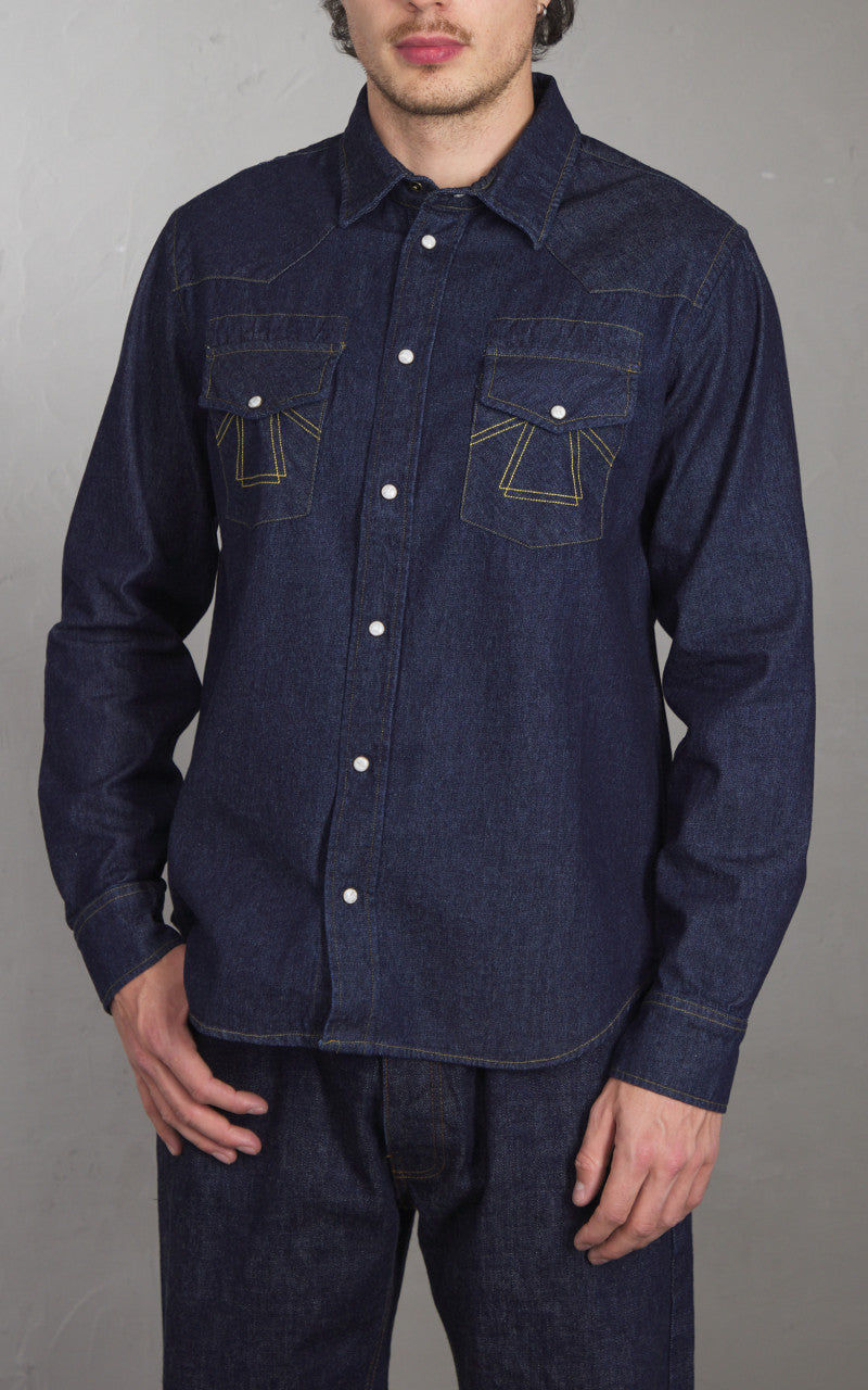Eat Dust Western Texas Denim Shirt Indigo