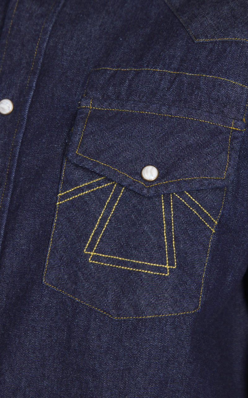 Eat Dust Western Texas Denim Shirt Indigo