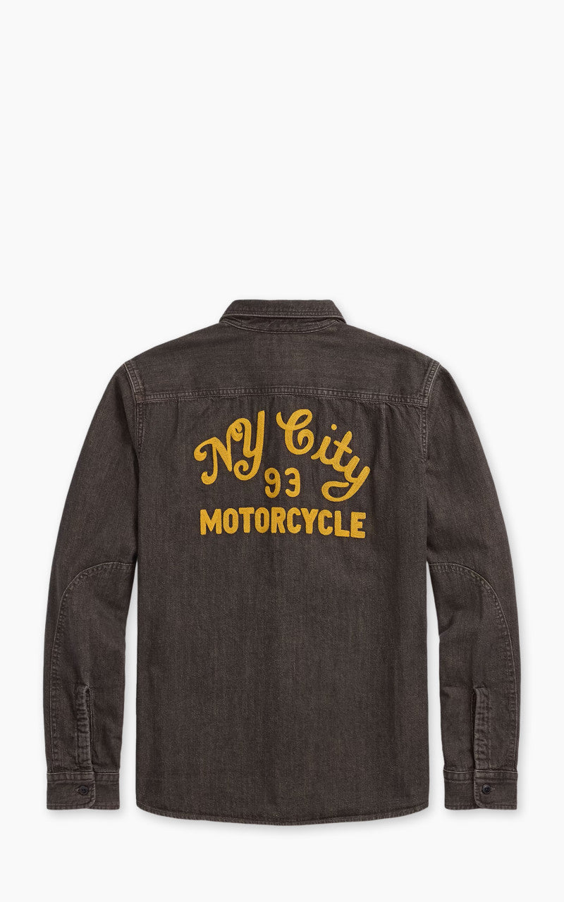 RRL Embroidered Denim Workshirt Washed Black