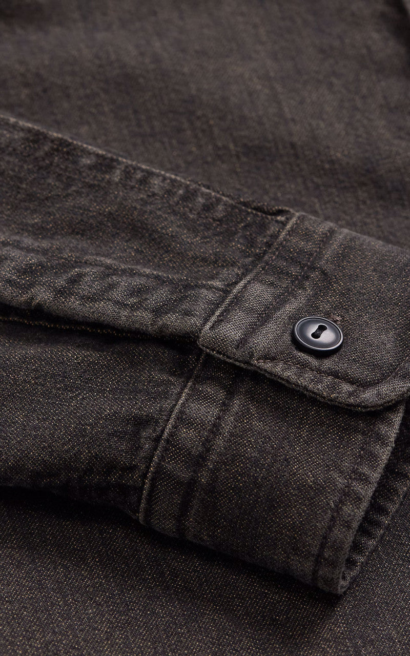 RRL Embroidered Denim Workshirt Washed Black