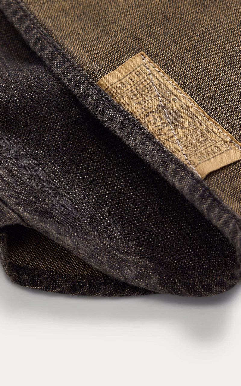 RRL Embroidered Denim Workshirt Washed Black