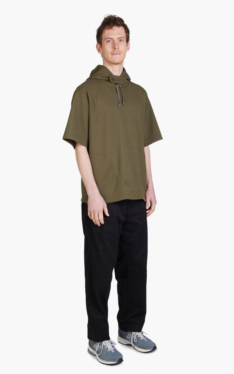 Engineered Garments Short Sleeve Hoody Poly Knit Olive Diamond