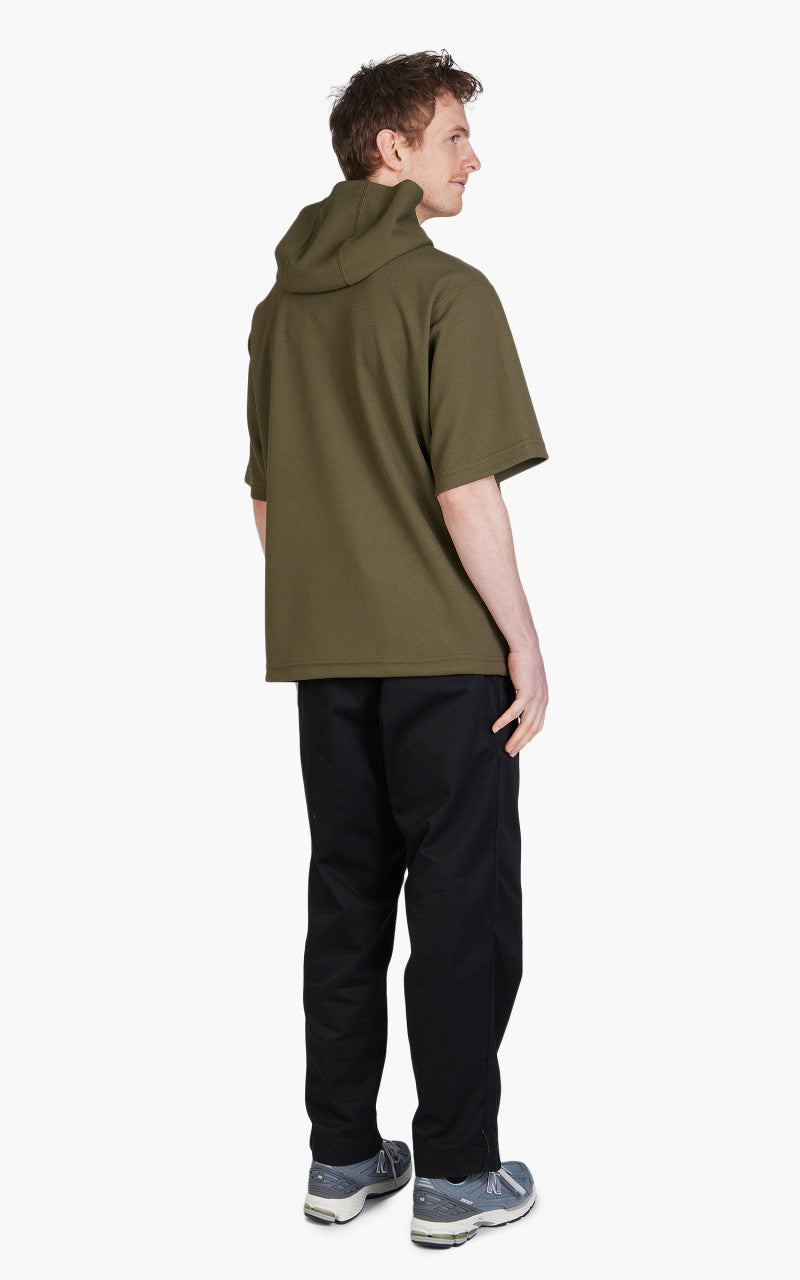 Engineered Garments Short Sleeve Hoody Poly Knit Olive Diamond