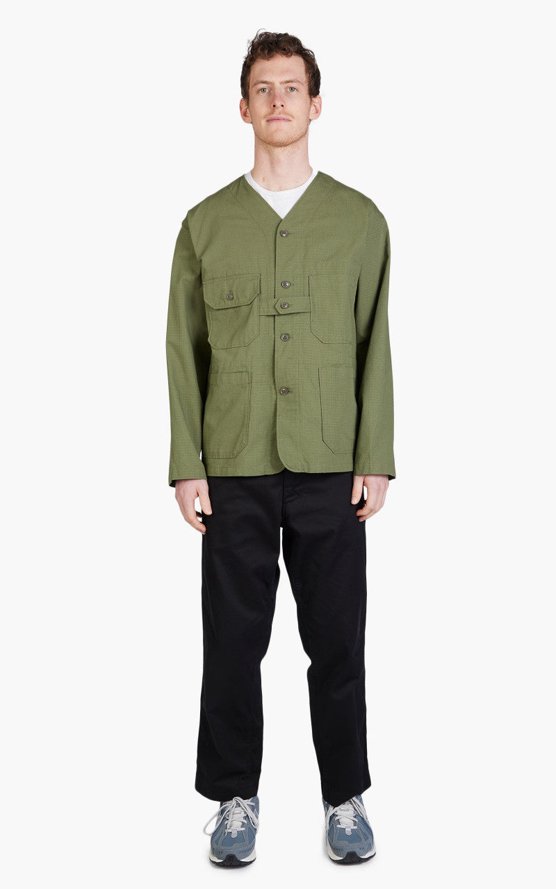Engineered Garments Cardigan Jacket Cotton Ripstop Olive