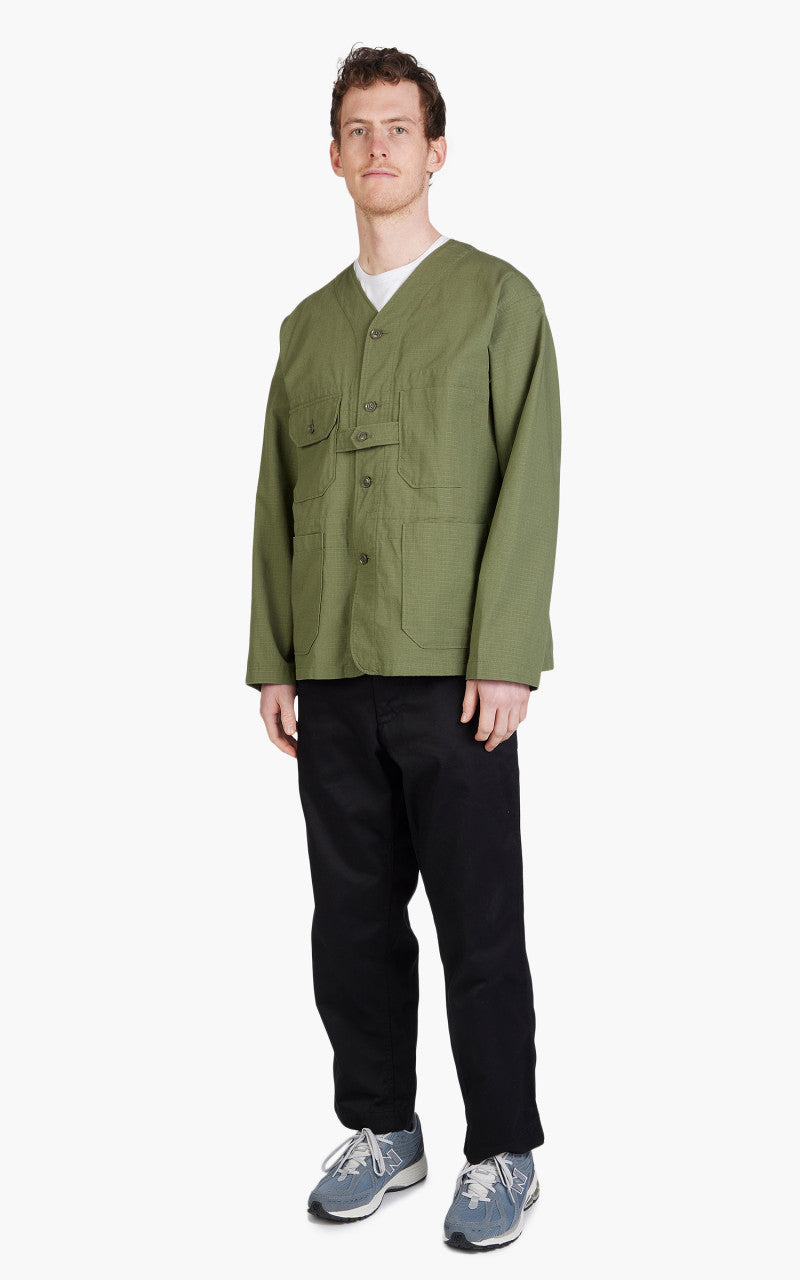 Engineered Garments Cardigan Jacket Cotton Ripstop Olive