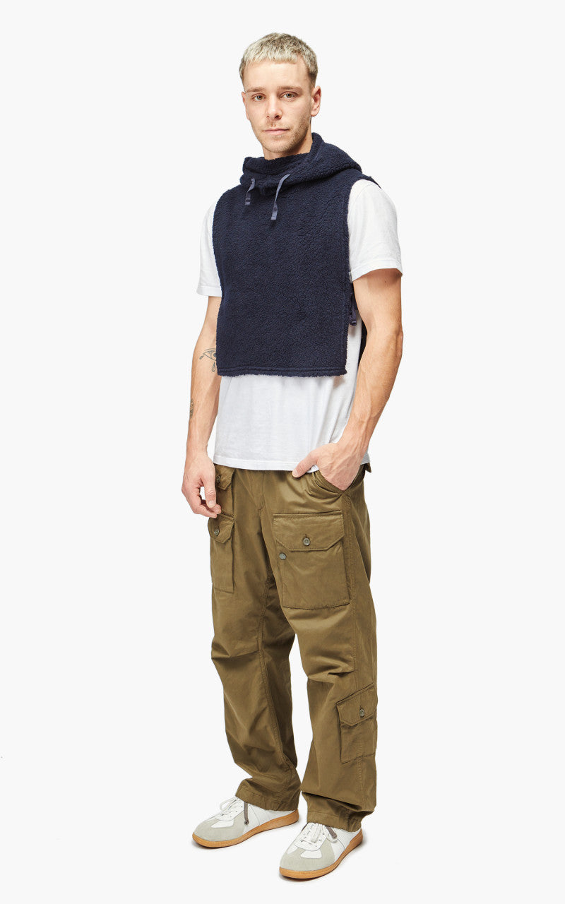 Engineered Garments Hooded Interliner Wool Poly Shaggy Knit Navy