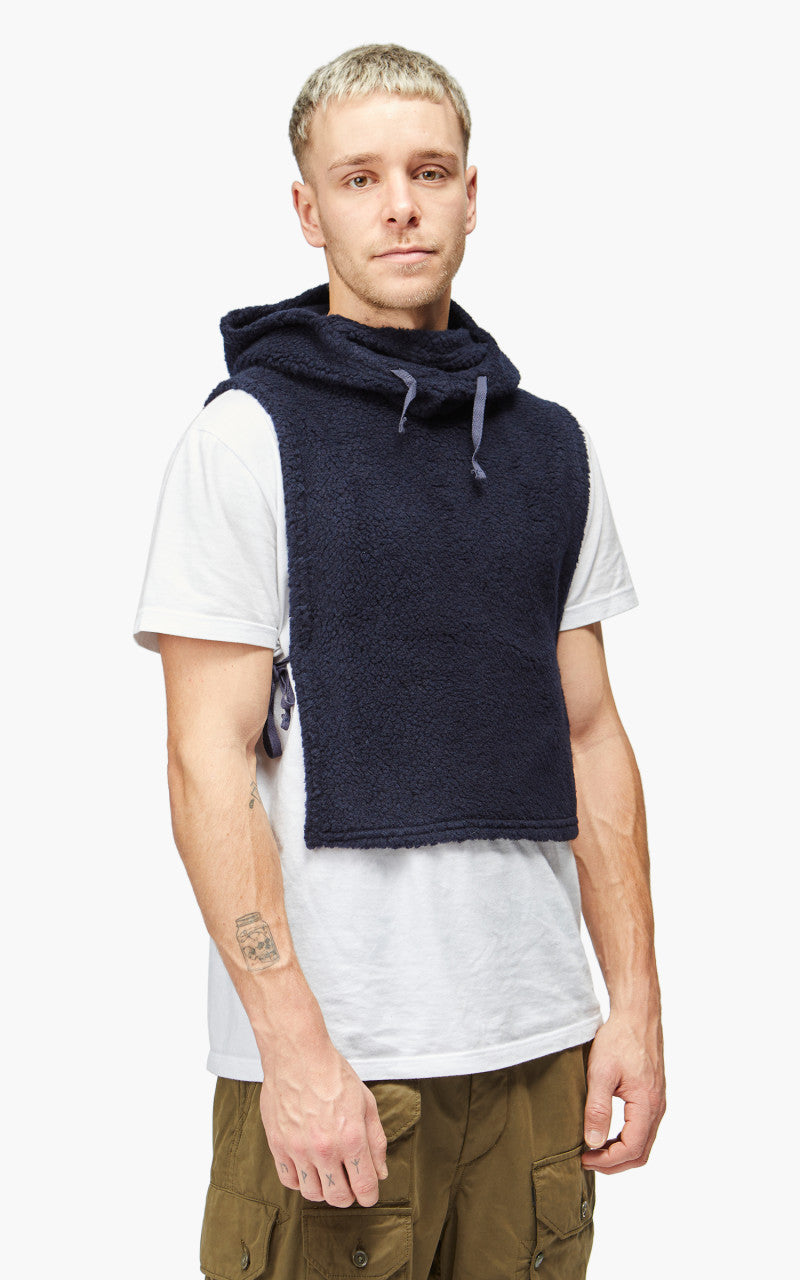 Engineered Garments Hooded Interliner Wool Poly Shaggy Knit Navy