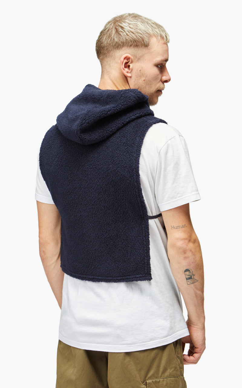 Engineered Garments Hooded Interliner Wool Poly Shaggy Knit Navy