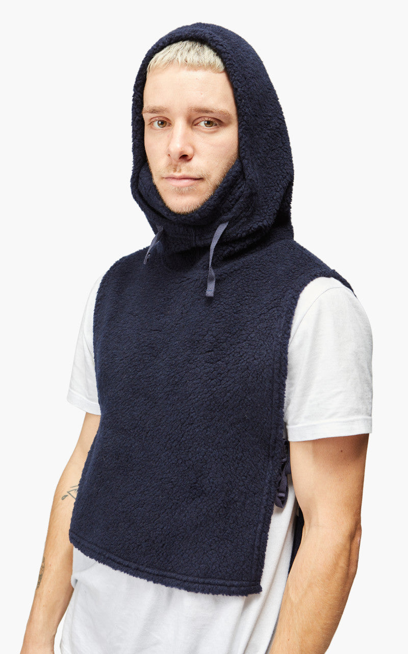 Engineered Garments Hooded Interliner Wool Poly Shaggy Knit Navy