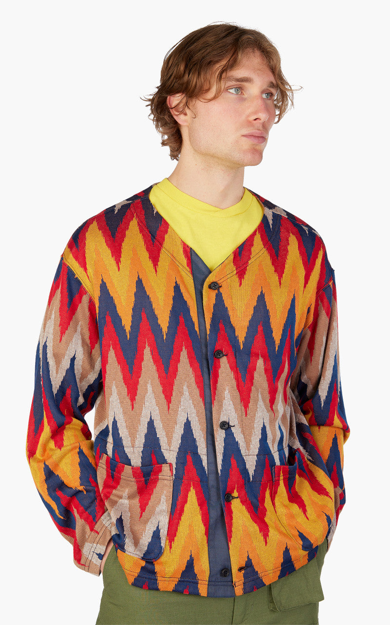 Engineered Garments Knit Cardigan Ikat Red/Navy