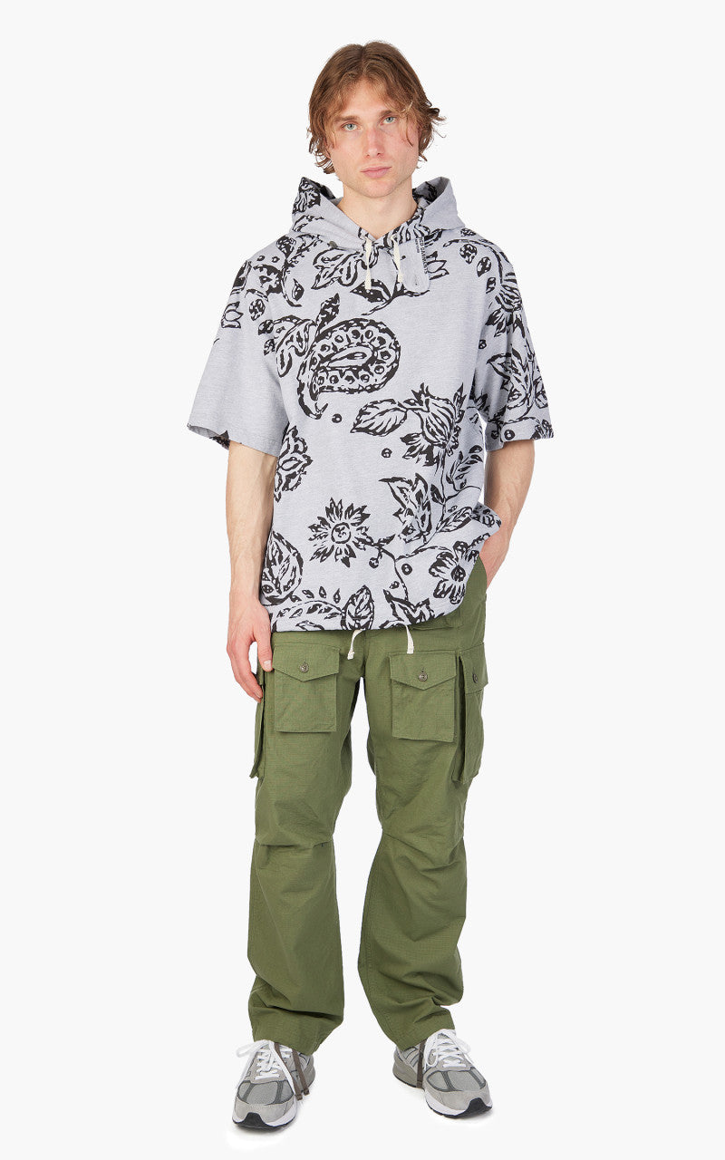 Engineered Garments Short Sleeve Hoody Heather Grey Floral