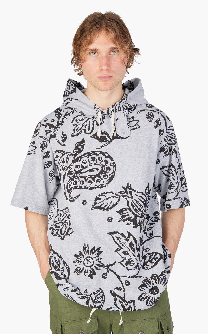 Engineered Garments Short Sleeve Hoody Heather Grey Floral