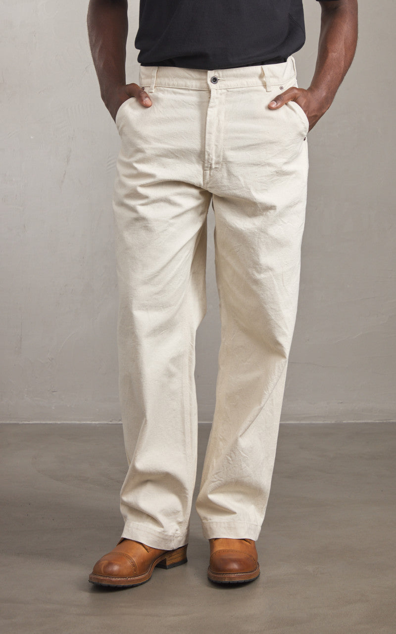 FOB Factory F0530 Cotton Duck Work Pants Ecru
