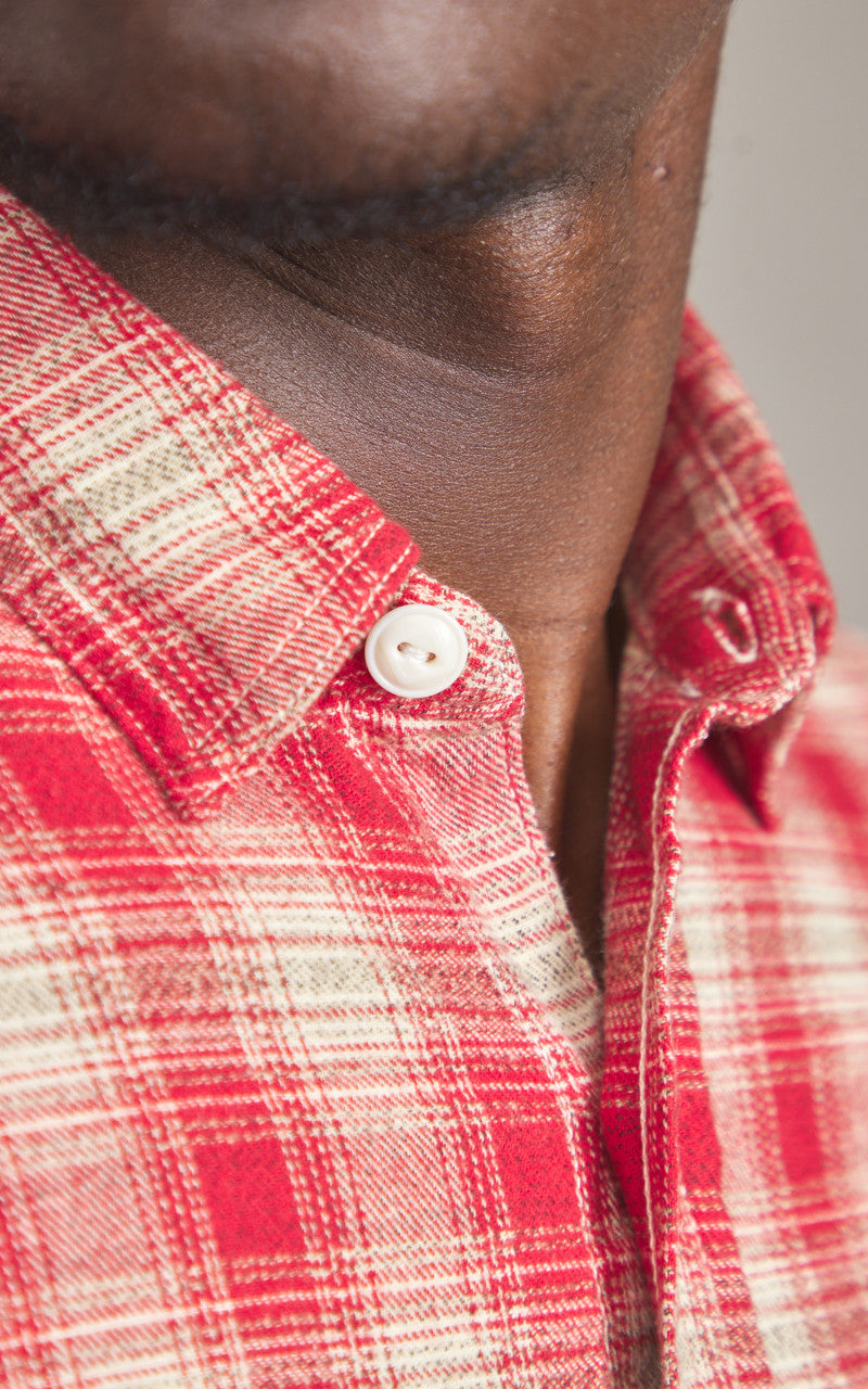 FOB Factory F3503 Nel Work Shirt Ombre Checked Red