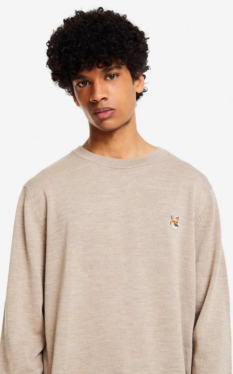Maison Kitsuné Regular R-Neck Sweatshirt Fox Head Patch Beige Melange