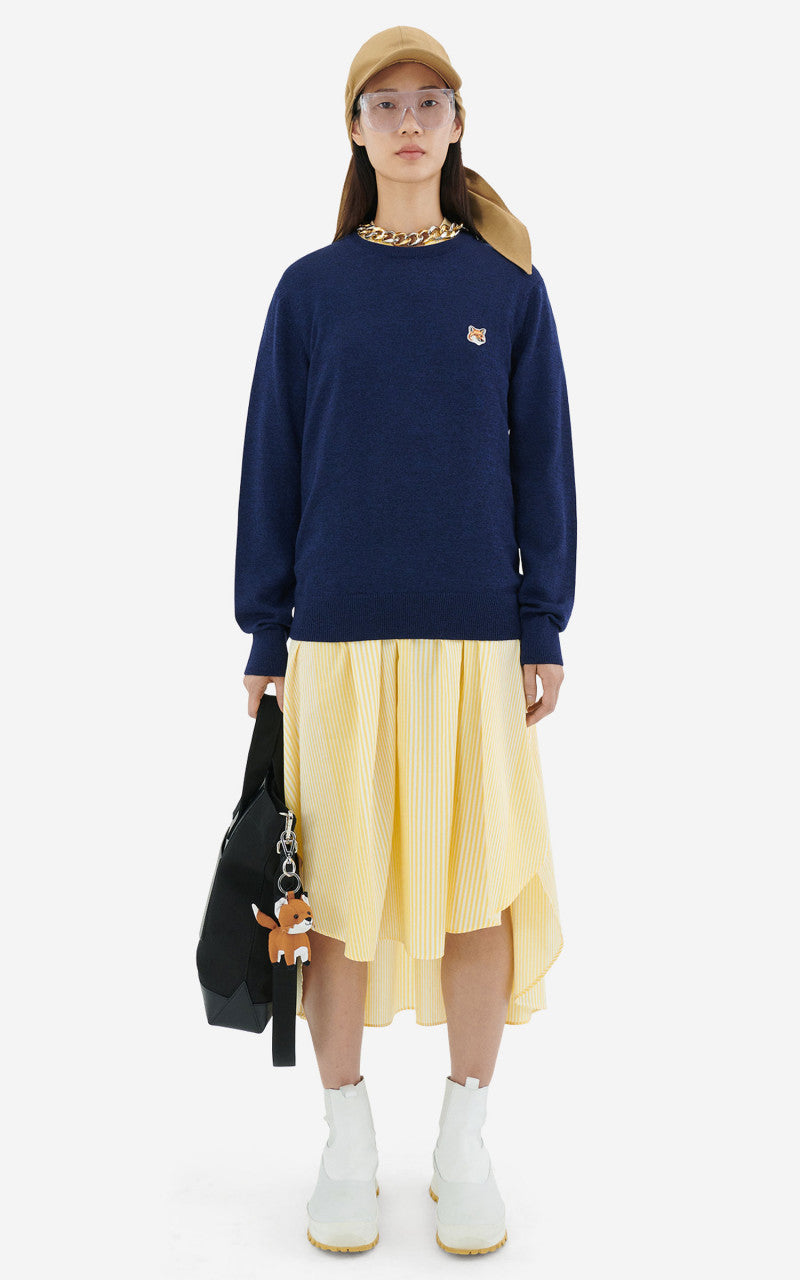 Maison Kitsuné Fox Head Patch Regular R-Neck Pullover Navy