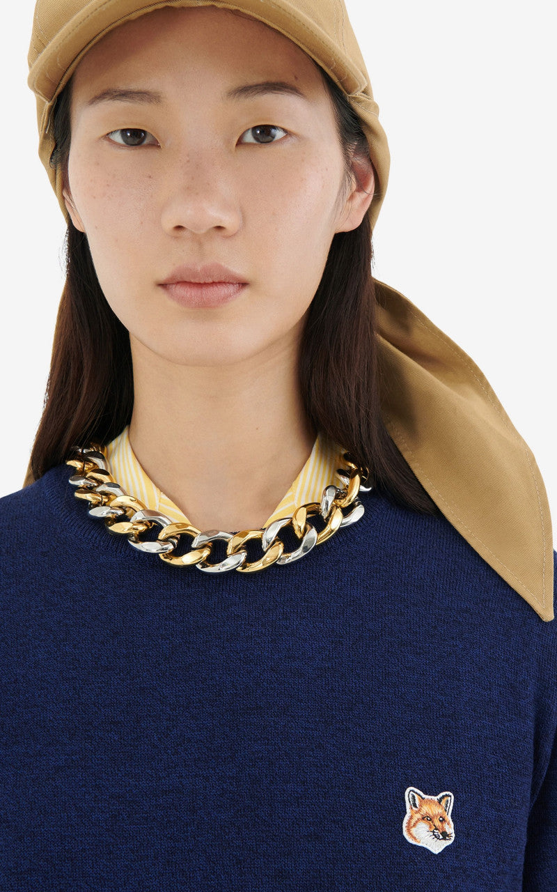 Maison Kitsuné Fox Head Patch Regular R-Neck Pullover Navy