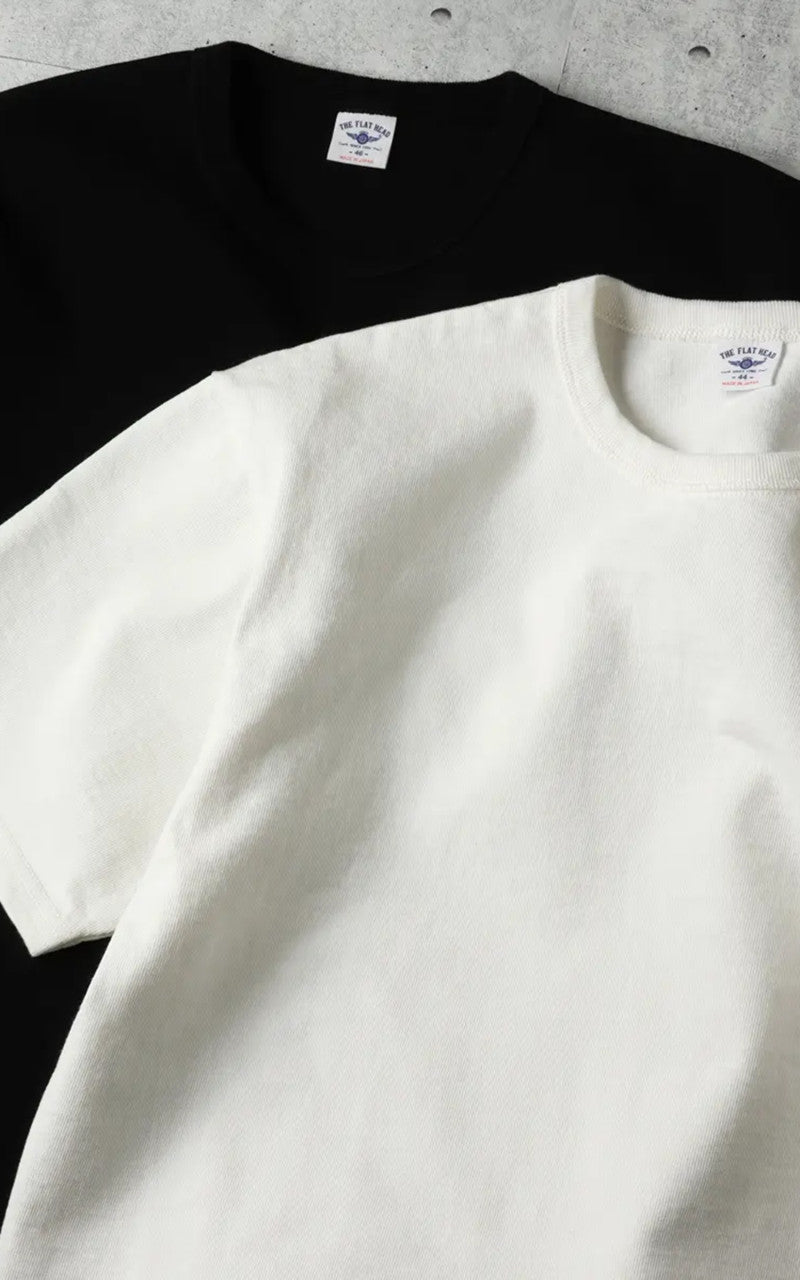 The Flat Head FN-HTK-001 Loopwheel 20oz Heavyweight T-Shirt White