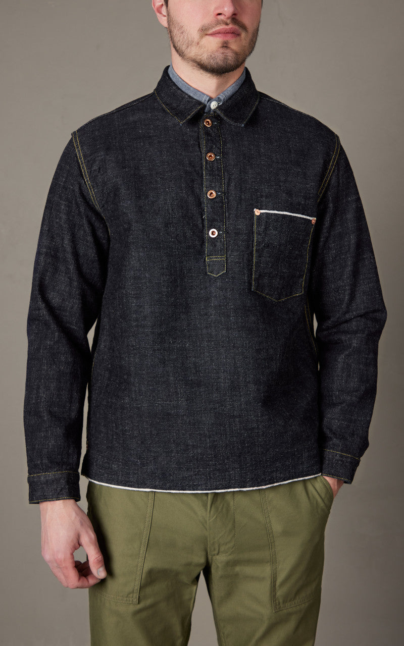 FOB Factory F2384 G3 Denim Pullover Shirt Selvedge Rinsed Indigo