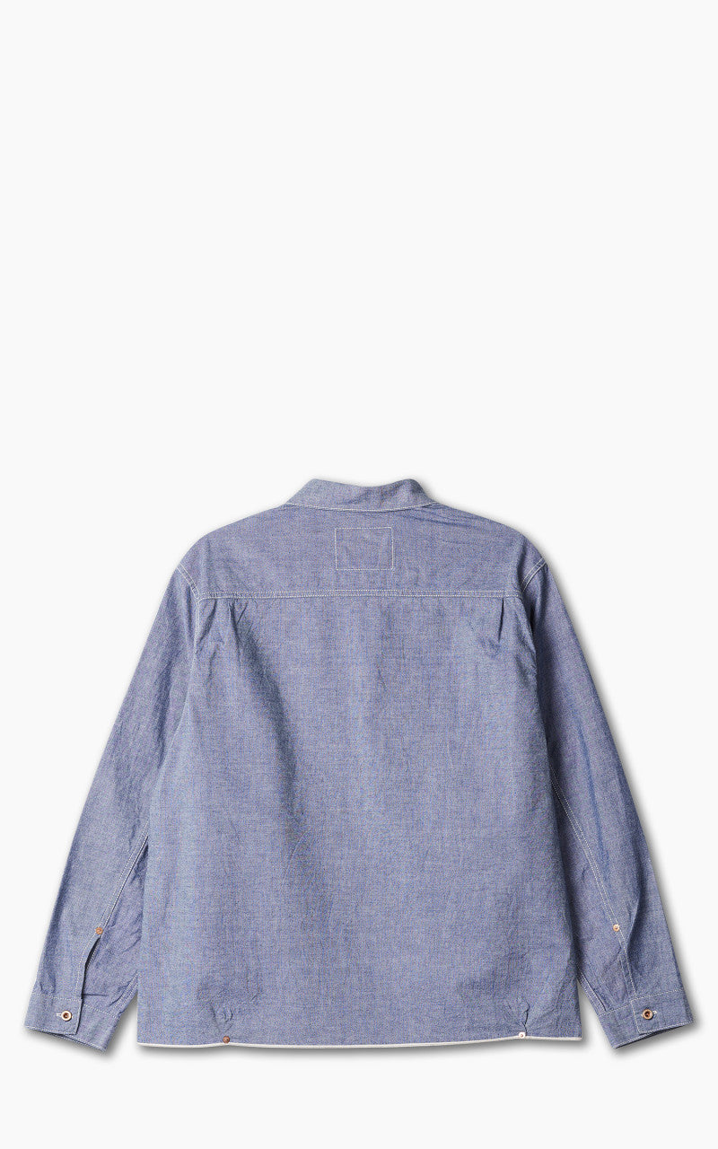 FOB Factory F3487 Chambray Selvedge Pullover Shirt Blue