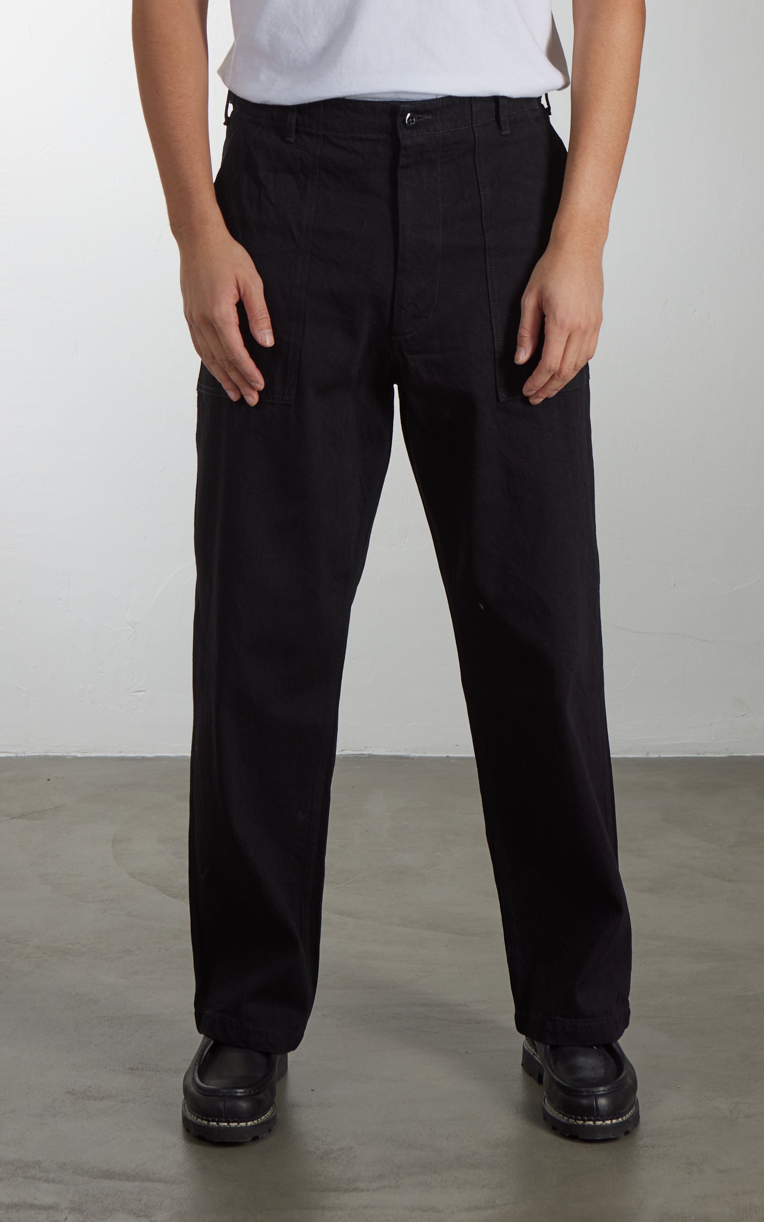 FOB Factory F0541 Three Eight Loom Denim Baker Pants Black