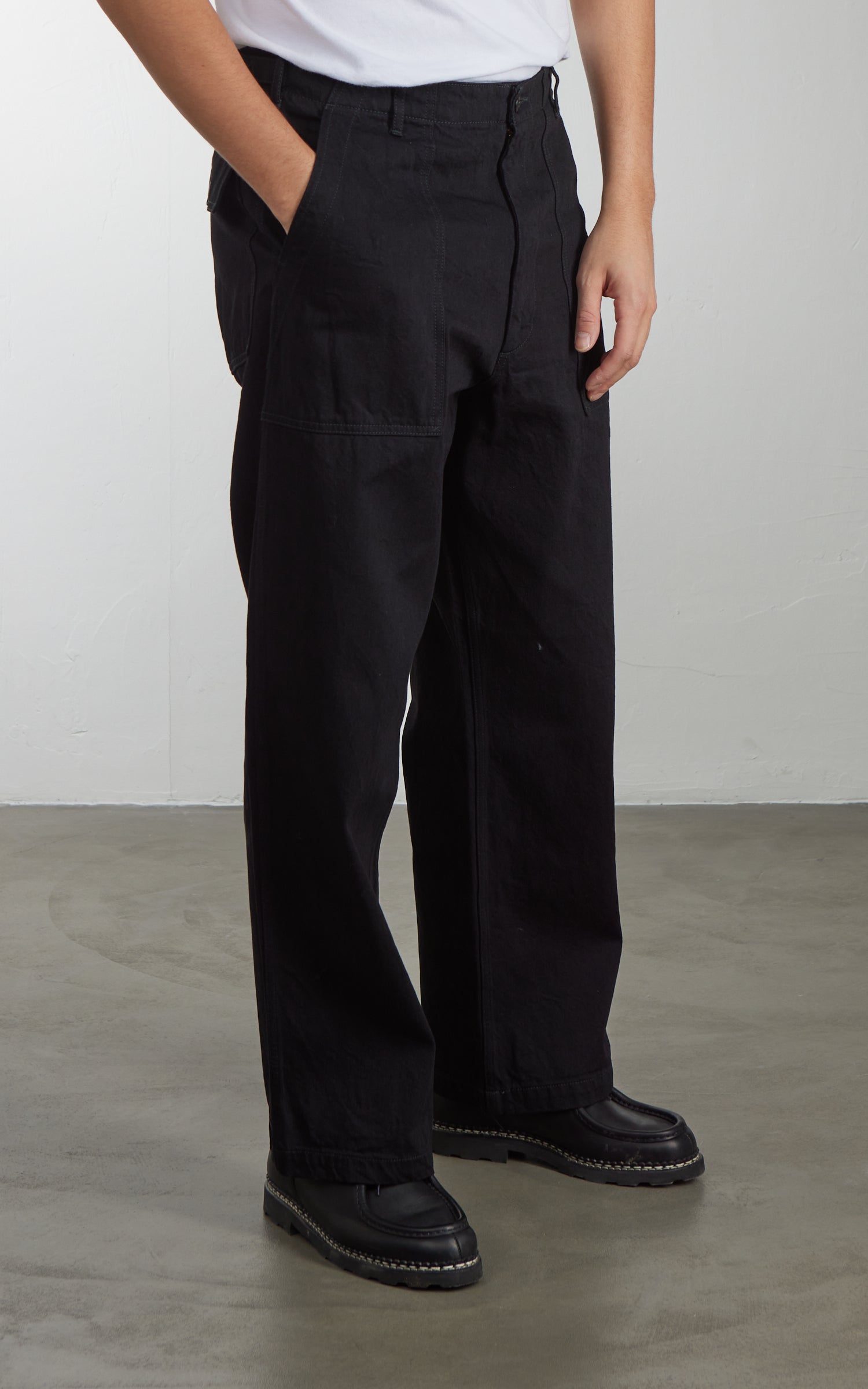 FOB Factory F0541 Three Eight Loom Denim Baker Pants Black