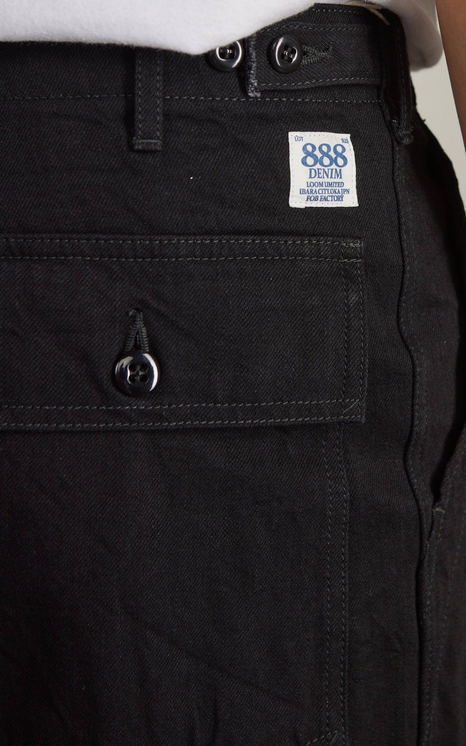 FOB Factory F0541 Three Eight Loom Denim Baker Pants Black