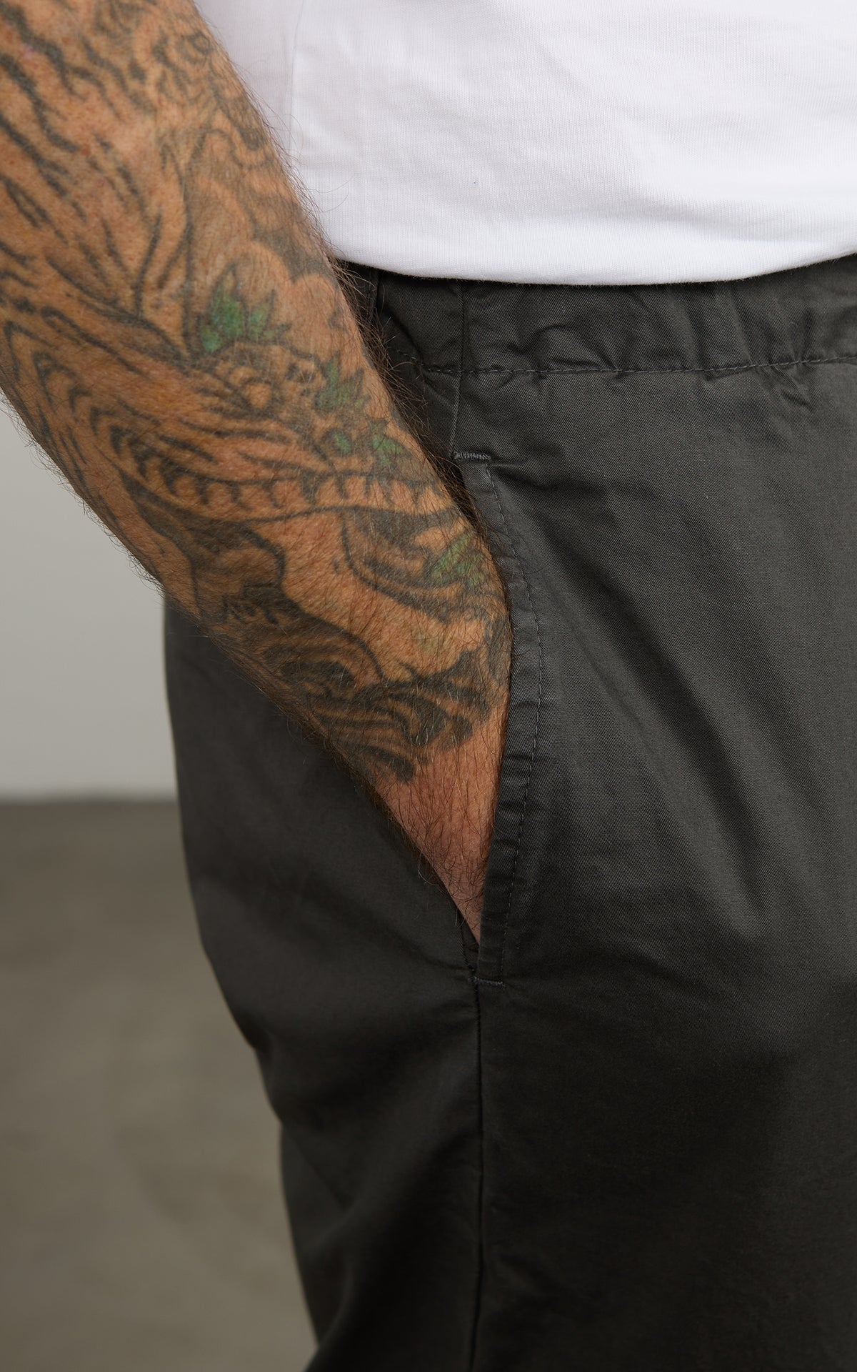 FOB Factory F0549 Stretch Twill Easy Pants Charcoal
