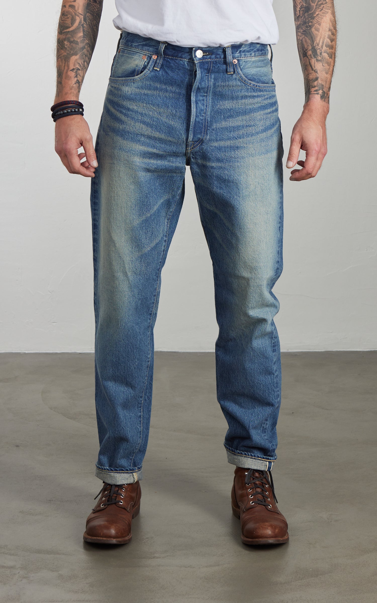 FOB Factory F153 Selvedge Denim Tapered 5P Used Wash Blue