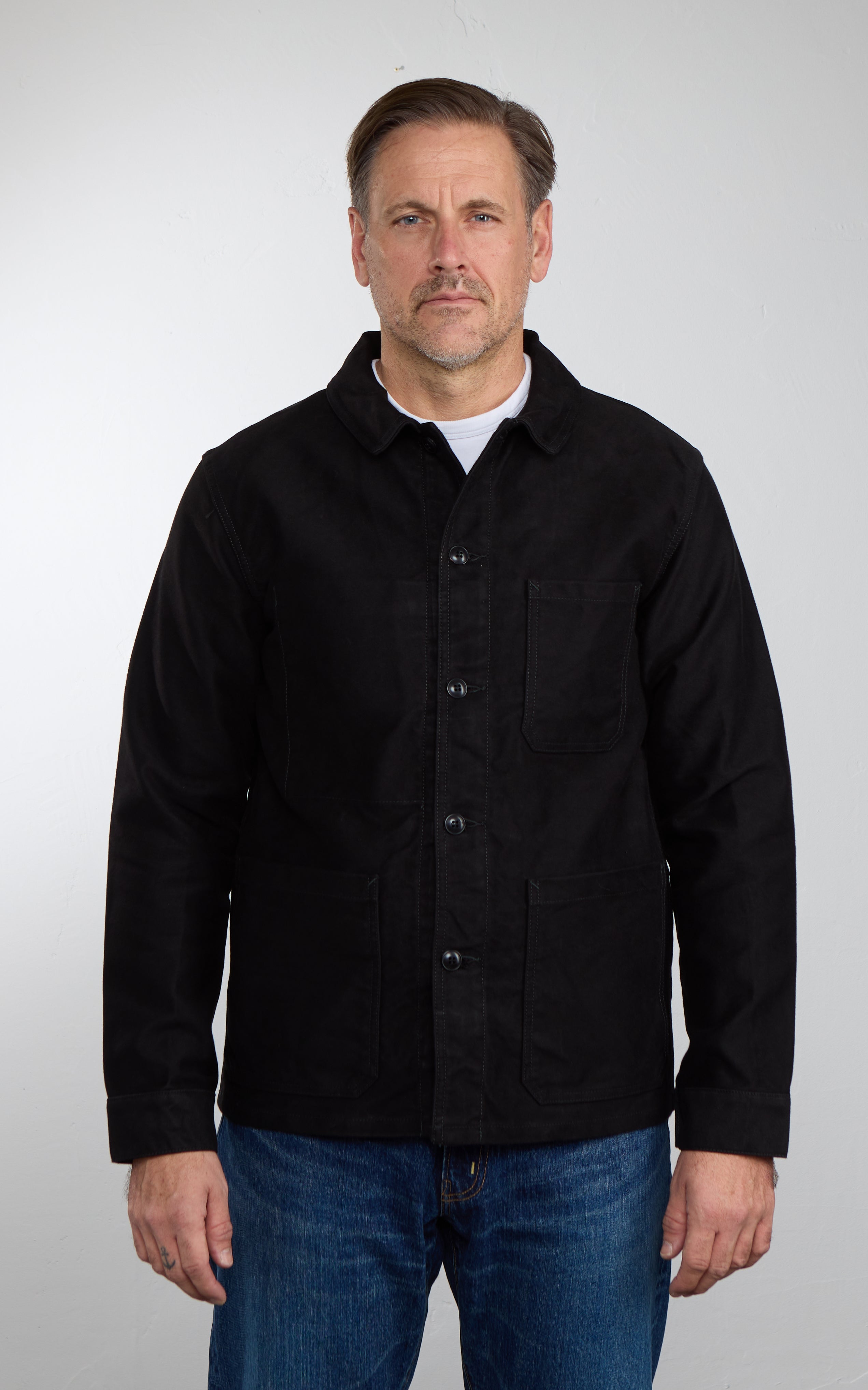 FOB Factory F2373 Moleskin French Work Jacket Black