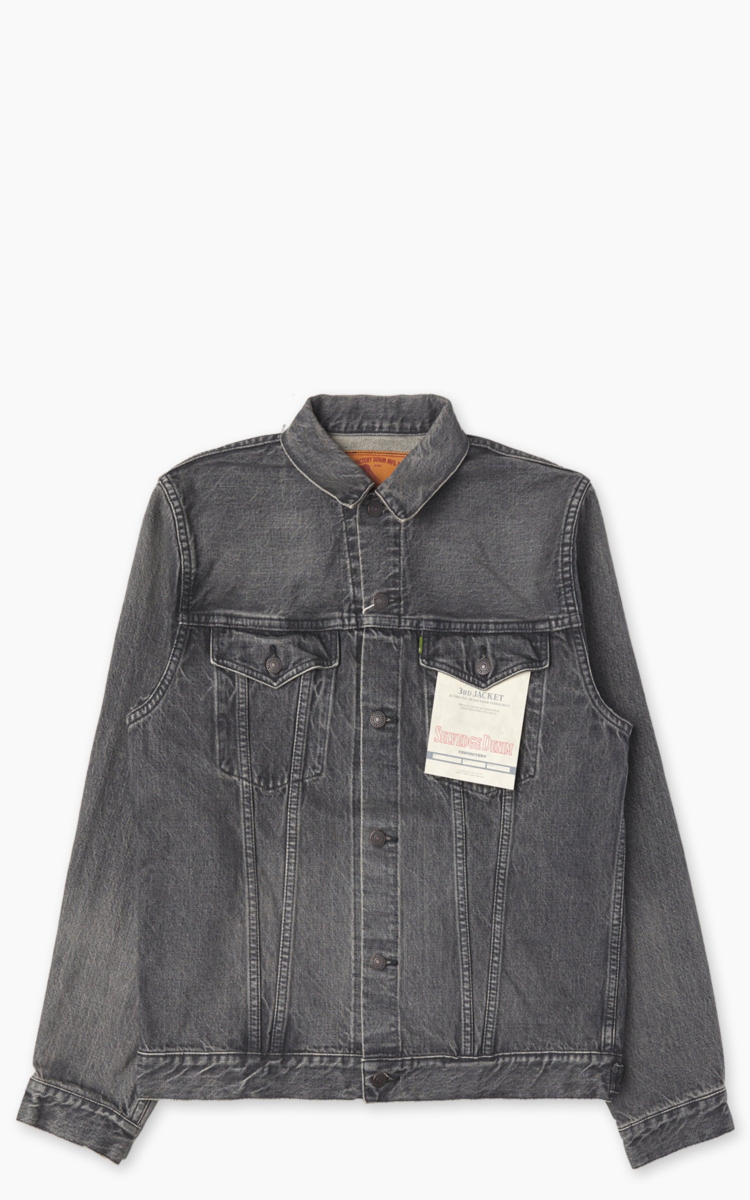 FOB Factory F2444 Type 3 Selvedge Denim Jacket Used Wash Black