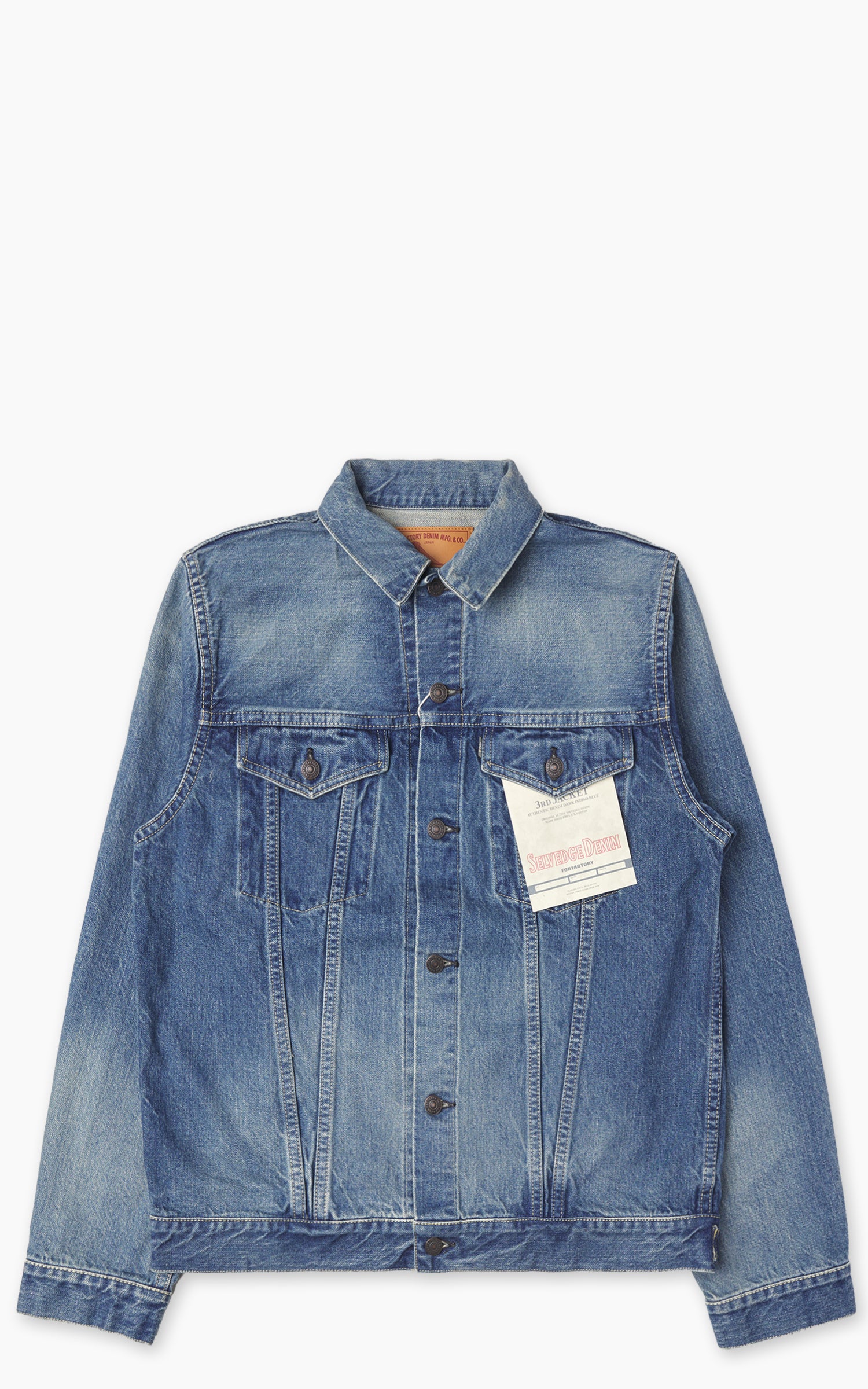 FOB Factory F2444 Type 3 Selvedge Denim Jacket Used Wash Blue