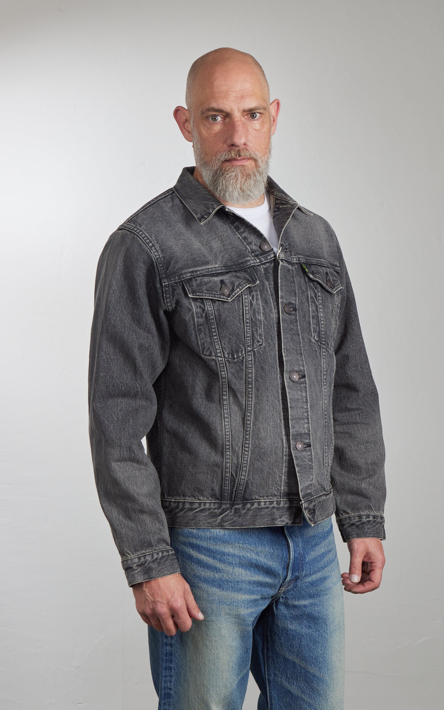 FOB Factory F2444 Type 3 Selvedge Denim Jacket Used Wash Black