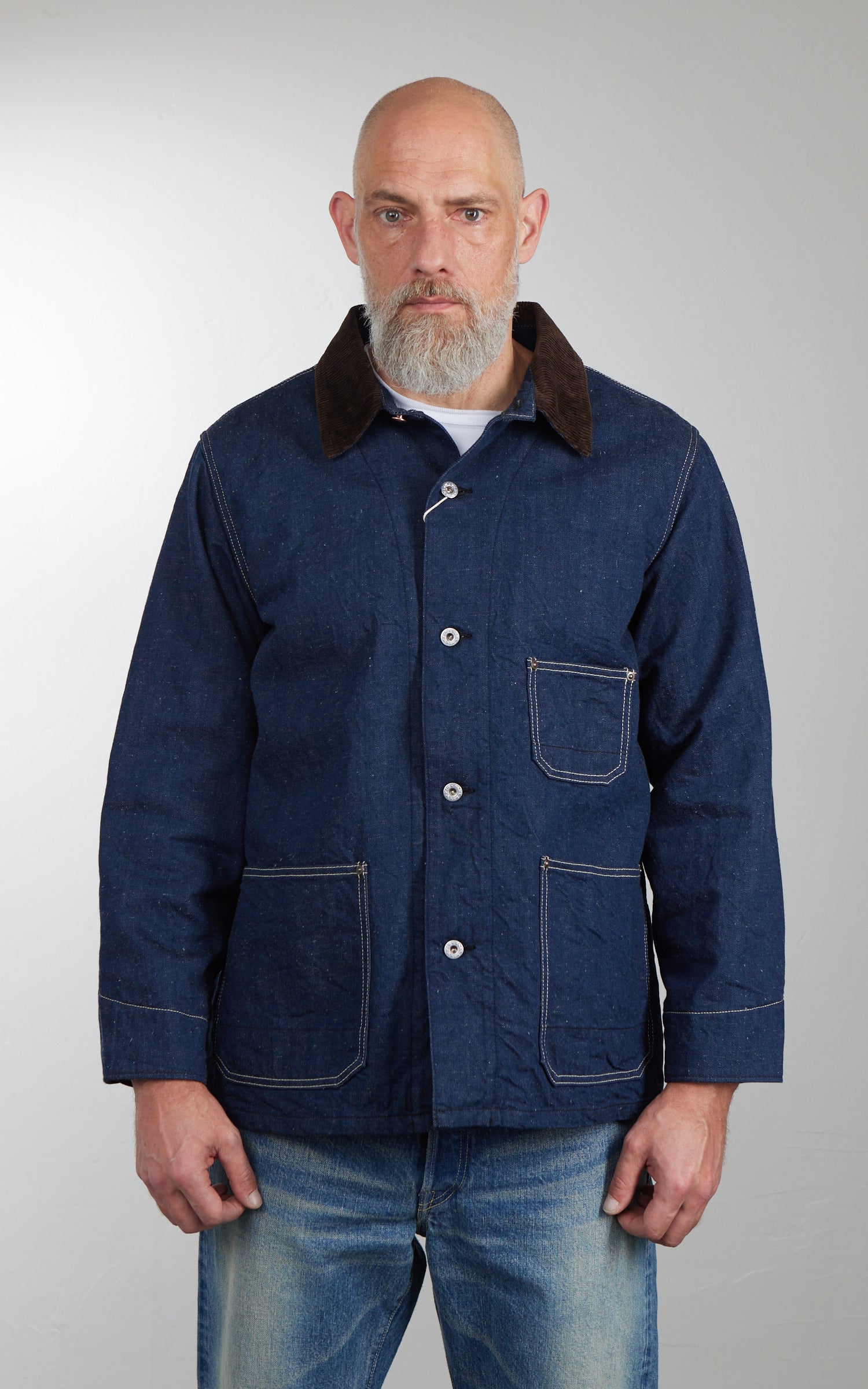 FOB Factory F2456 Denim Chore Jacket Blanket Lined Indigo