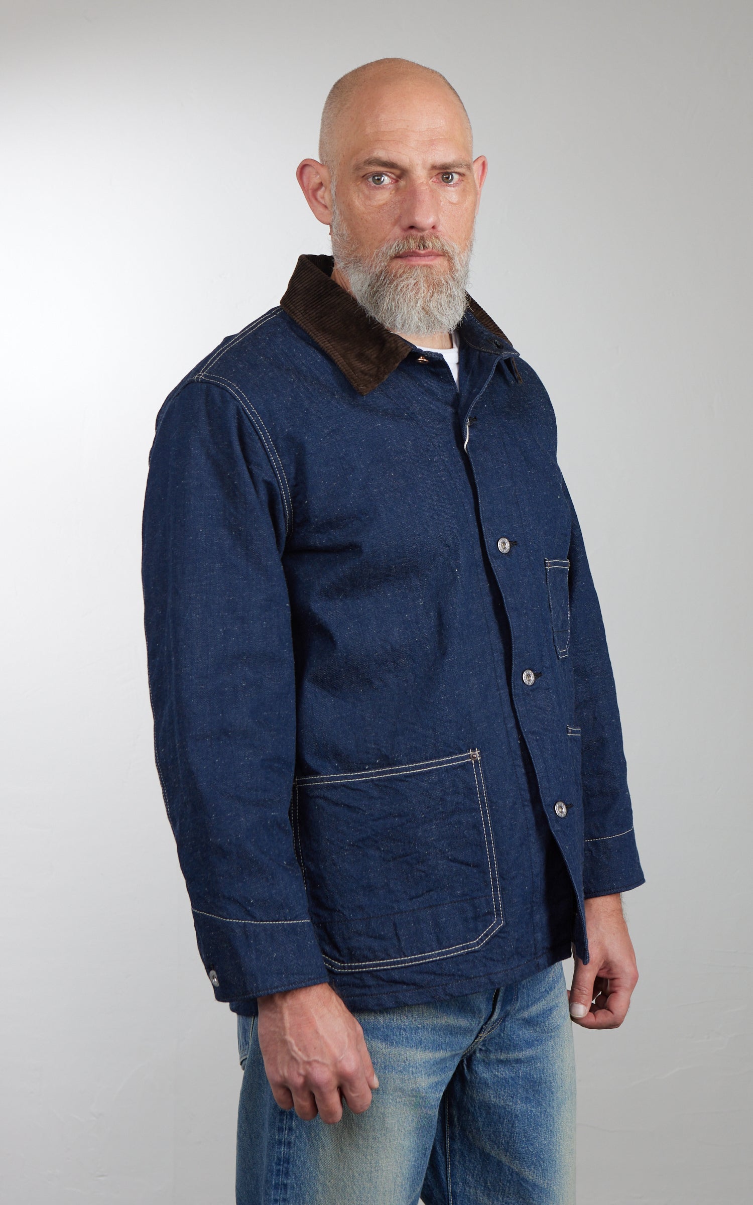 FOB Factory F2456 Denim Chore Jacket Blanket Lined Indigo
