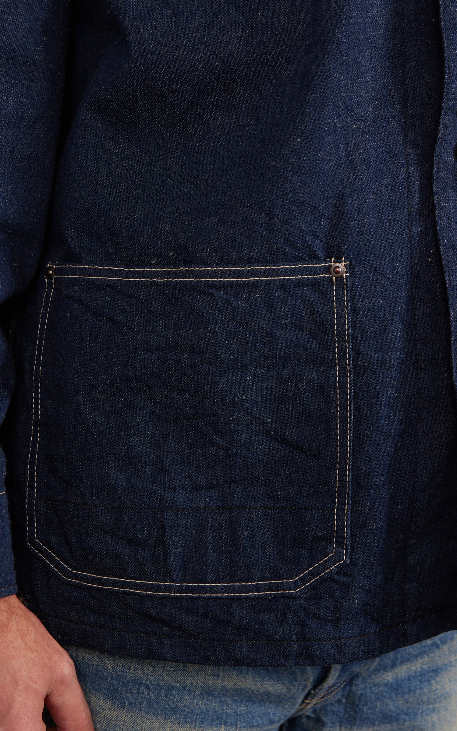 FOB Factory F2456 Denim Chore Jacket Blanket Lined Indigo