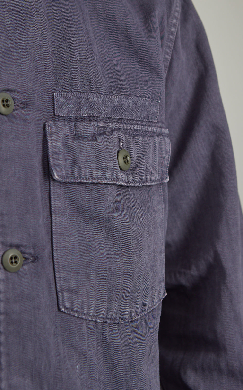 FOB Factory F2461 Fischgrätmuster-Fatigue-Jacke Navy
