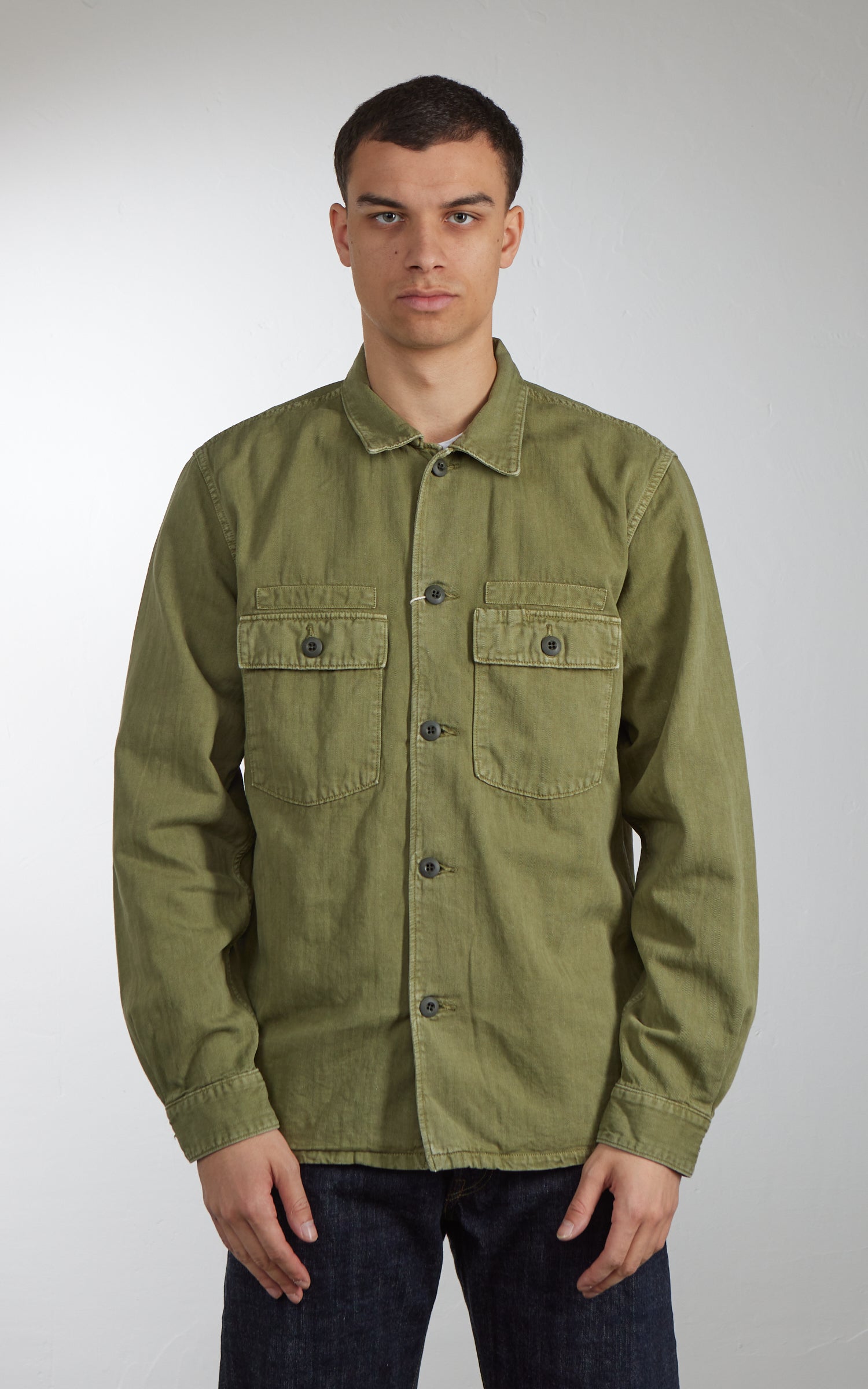 FOB Factory F2461 Herringbone Fatigue Jacket Olive