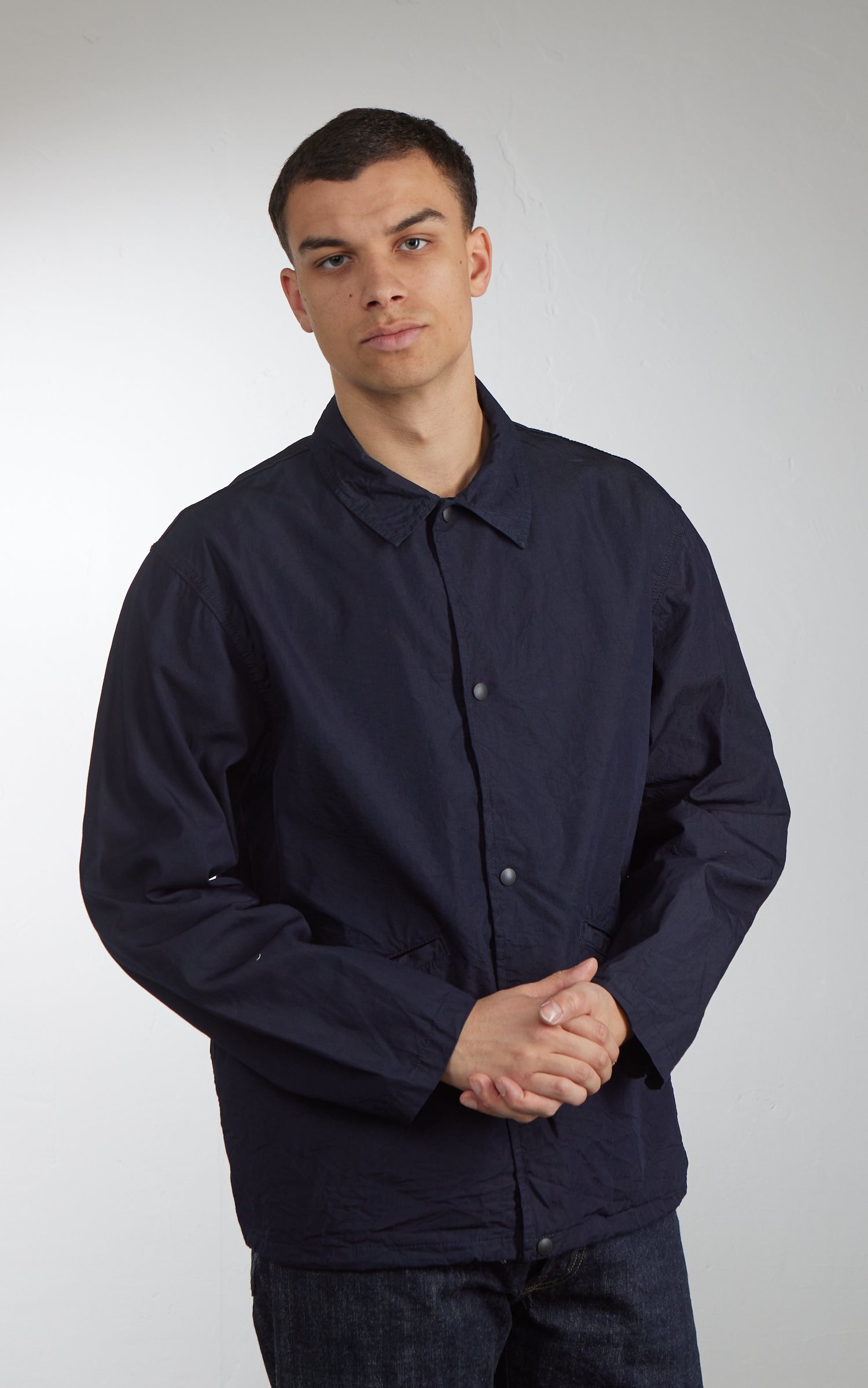 FOB Factory F2462 ID Nylon Coach Jacket Indigo